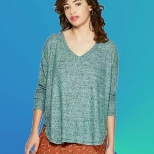 Waffle Knit V-Neck